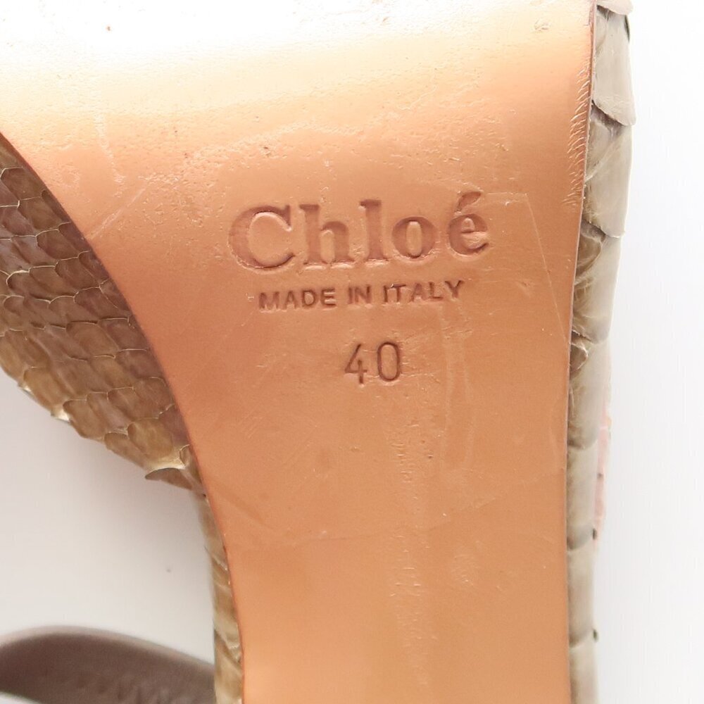 Chloe Sage Green Snakeskin Leather Open Toe Sandals Luxury Designer Summer Shoes - Picture 9 of 16
